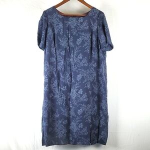 Vintage Patrick Blue Floral Silk‎ Midi Dress